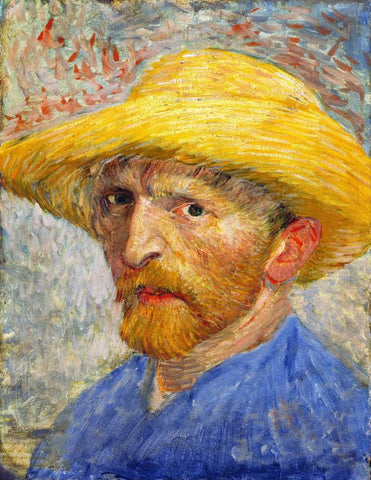 Self-Portrait with Straw Hat by Vincent Van Gogh