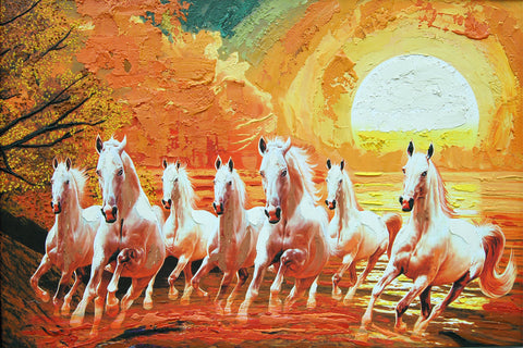 Seven Running Horses Painting