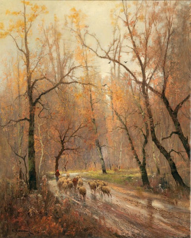 Shepherdess Returning Home by Adolf Kaufmann