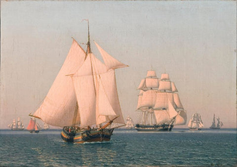 Ships under sail in a mild breeze on a clear summer's afternoon by Christoffer Wilhelm Eckersberg