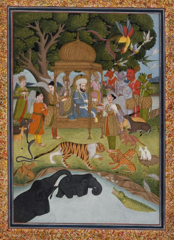 Indian Miniature - Solomon Enthroned as the King of the Three Worlds