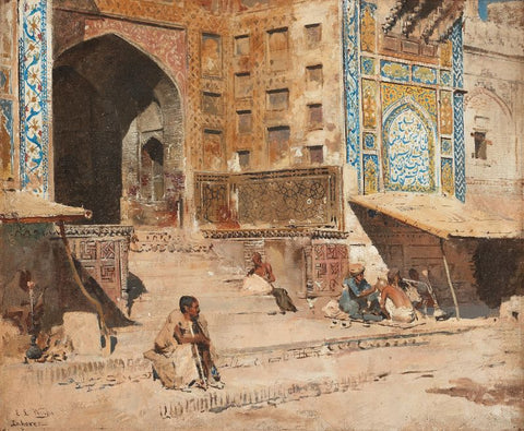 Steps of the Mosque Vazirkham, Lahore by Edwin Lord Weeks