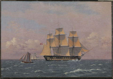 The 84-Gun Danish Warship Dronning Marie by Christoffer Wilhelm Eckersberg