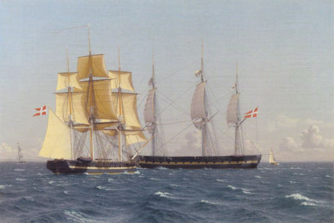 The Corvette Najaden, waiting in the Sound for the frigate Bellona by Christoffer Wilhelm Eckersberg