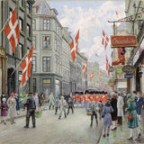 The Danish Royal Life Guards parade through Copenhagen on the King's birthday by Paul Fischer