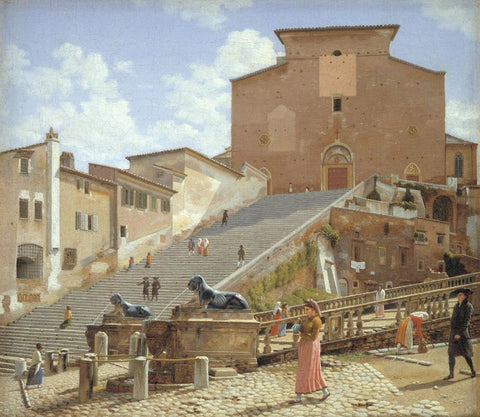 The Marble Steps leading up to the Church of Santa Maria in Aracoeli in Rome by Christoffer Wilhelm Eckersberg