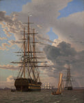 The Russian Ship of the Line Azov and a Frigate at Anchor in the Roads of Elsinore by Christoffer Wilhelm Eckersberg