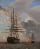 The Russian Ship of the Line Azov and a Frigate at Anchor in the Roads of Elsinore by Christoffer Wilhelm Eckersberg