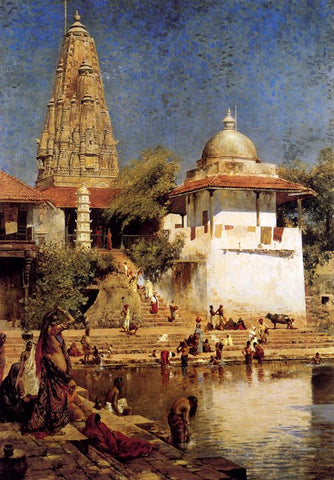 The Temples and Tank of Walkeshwar at Bombay by Edwin Lord Weeks
