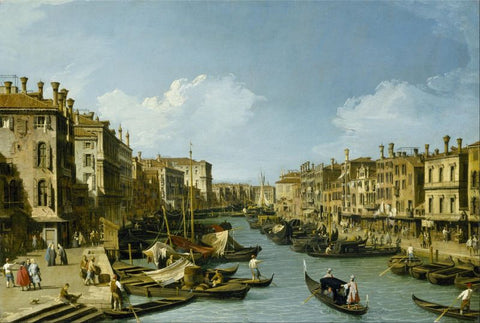 The Grand Canal near the Rialto Bridge, Venice by Giovanni Antonio Canal