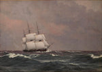 The corvette Najaden in rough seas by Christoffer Wilhelm Eckersberg