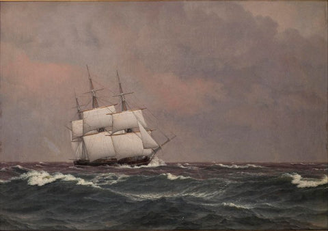The corvette Najaden in rough seas by Christoffer Wilhelm Eckersberg