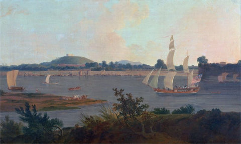 Thomas Daniell - Pinnace sailing down the Ganges past Monghyr Fort