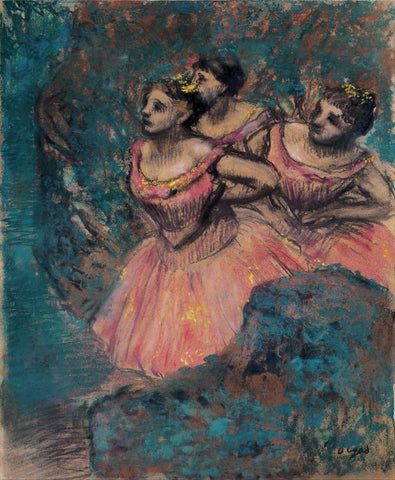 Three Dancers in Red Costume by Edgar Degas