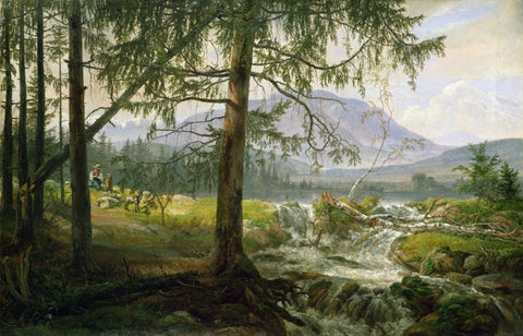 Tyrolean Landscape with Spruce Trees and a Waterfall by Johan Christian Clausen Dahl
