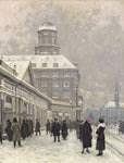 Winter scene with ladies conversing at Vesterbrogade in Copenhagen by Paul Fischer