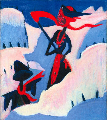 Witch and scarecrow in the snow by Ernst Ludwig Kirchner