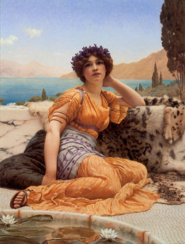 With Violets Wreathed and Robe of Saffron Hue by John William Godward
