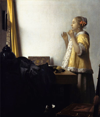 Young Woman with a Pearl Necklace by Johannes Vermeer