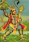 Hanuman Fetches the Herb-bearing Mountain by Raja Ravi Varma